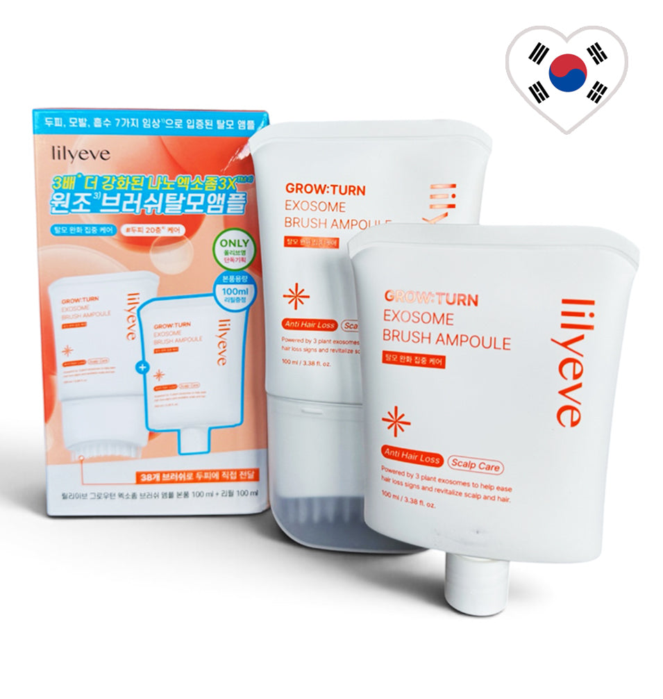 lilyeve GROW TURN Exosome Brush Ampoule 100ml with brush applicator and 100ml refill set